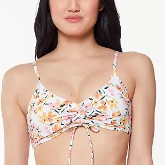 Jessica Simpson Summer Dreaming Ruched Front Top Bikini Sunset Tie Swim NEW L - Picture 3 of 10